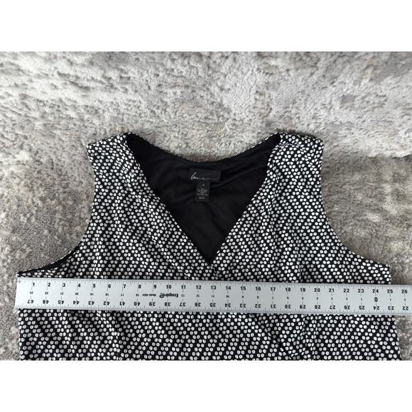 Lane Bryant Plus Sz 28 Stretch Polka Dot Faux Wrap Midi Dress Black White Lined - Picture 4 of 9